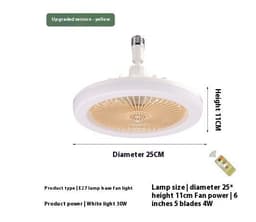 image-26cm Round Remote Control Ceiling Fan With E27 30W LED Lamp Hanging Fan Home Room Office Air Cooling Fan Light