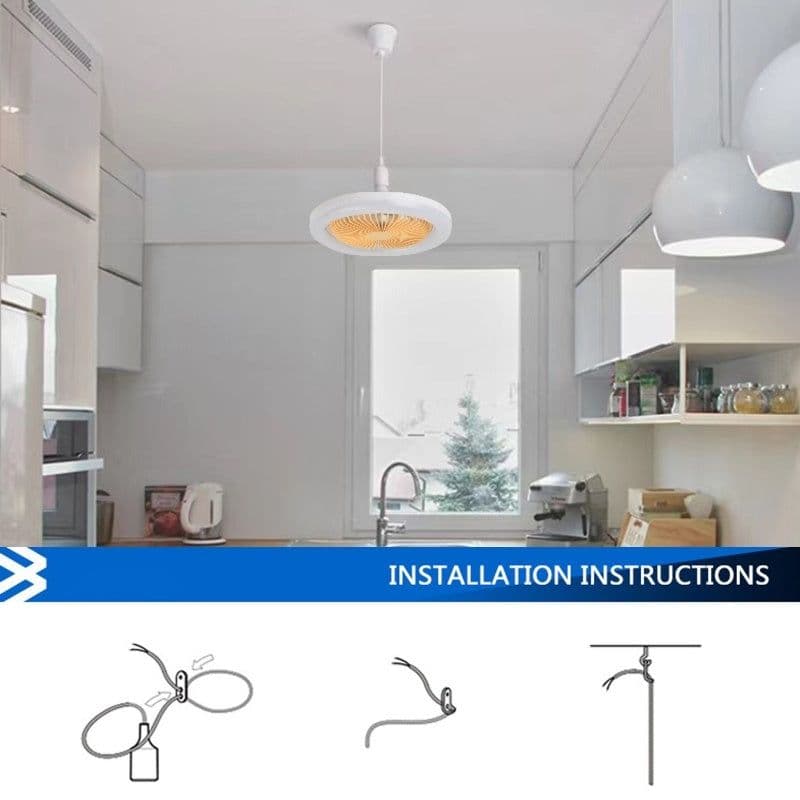image-26cm Round Remote Control Ceiling Fan With E27 30W LED Lamp Hanging Fan Home Room Office Air Cooling Fan Light