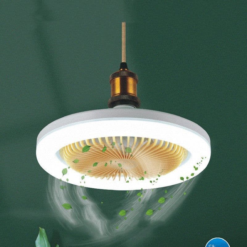 image-26cm Round Remote Control Ceiling Fan With E27 30W LED Lamp Hanging Fan Home Room Office Air Cooling Fan Light