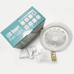 image-26cm Round Remote Control Ceiling Fan With E27 30W LED Lamp Hanging Fan Home Room Office Air Cooling Fan Light