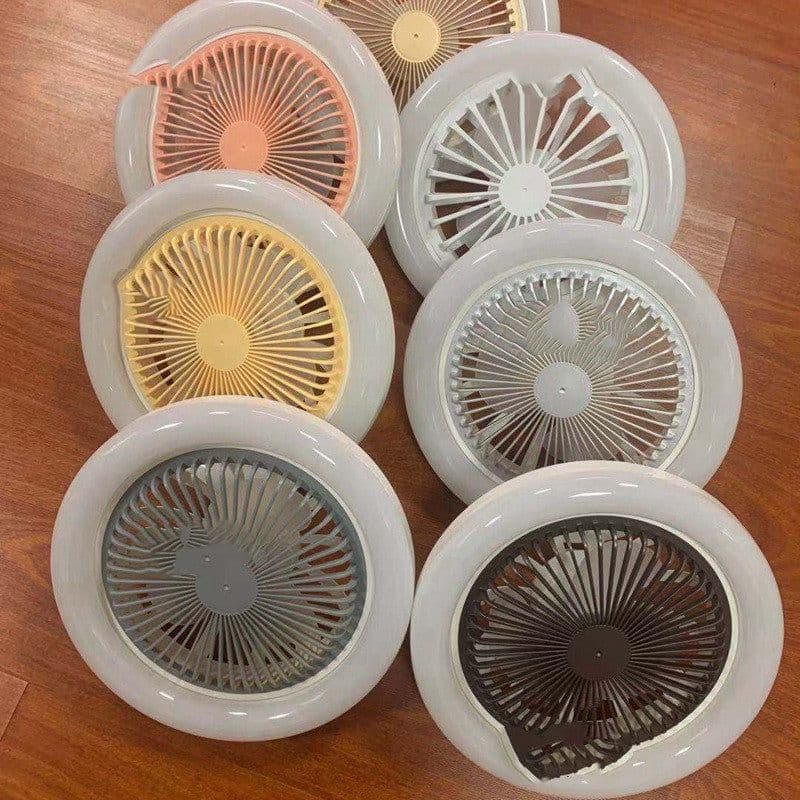 image-26cm Round Remote Control Ceiling Fan With E27 30W LED Lamp Hanging Fan Home Room Office Air Cooling Fan Light