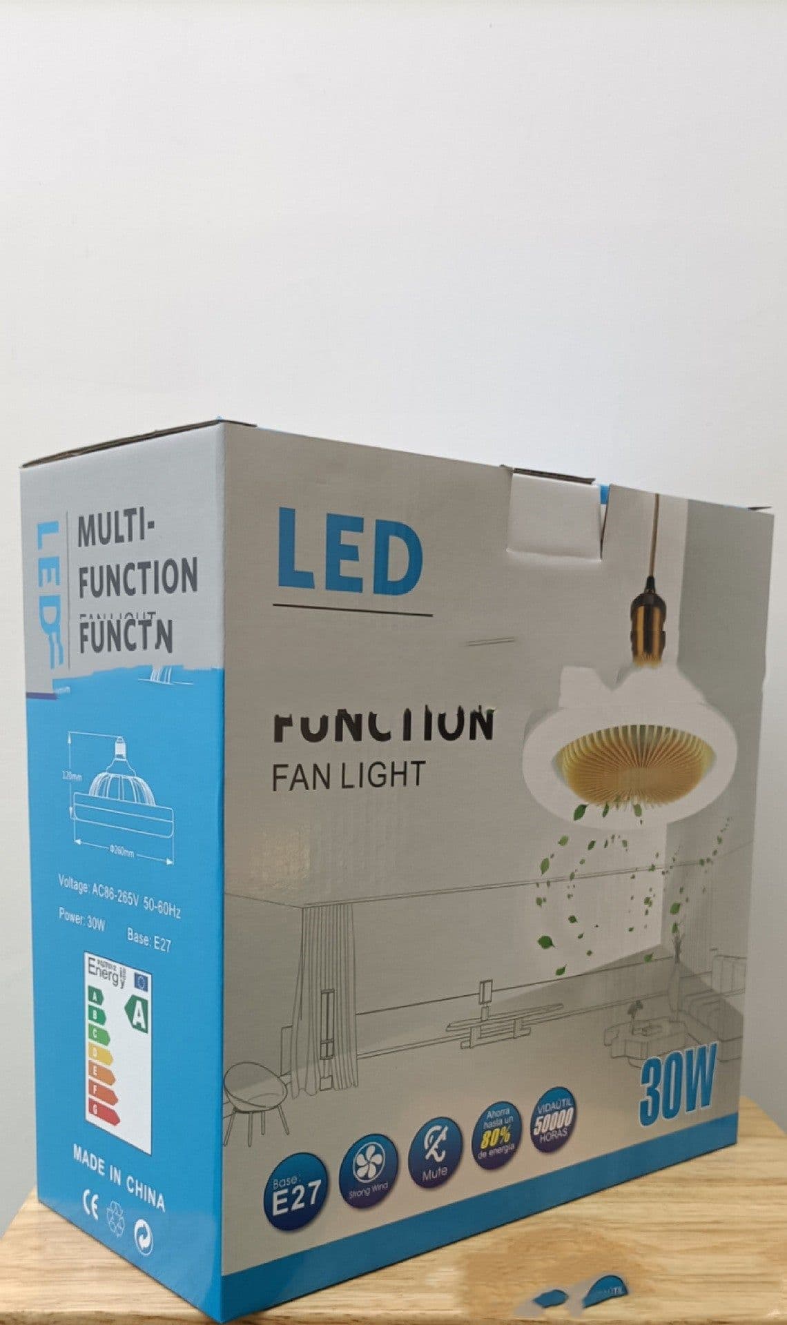 image-26cm Round Remote Control Ceiling Fan With E27 30W LED Lamp Hanging Fan Home Room Office Air Cooling Fan Light
