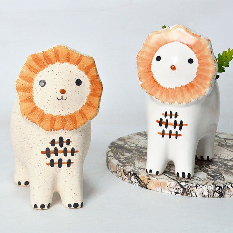 image-Home Accessories Cartoon Lion Animal Gardening Ceramic Flower Pot