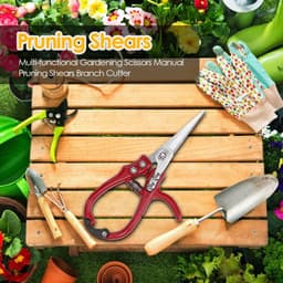 image-Multifunctional Garden Scissors Pruning Shears Manual With Safety Buckle Stainless Steel Spring Gardening Pruning Shear Branch Plant Cutter