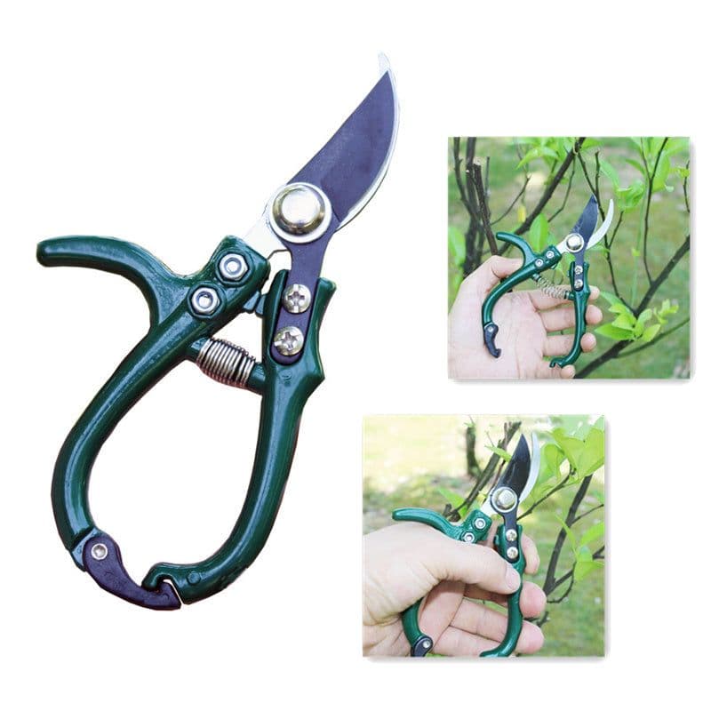 image-Multifunctional Garden Scissors Pruning Shears Manual With Safety Buckle Stainless Steel Spring Gardening Pruning Shear Branch Plant Cutter