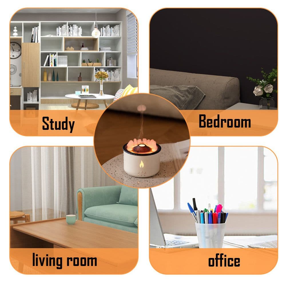 image-New Creative Ultrasonic Essential Oil Humidifier Volcano Aromatherapy Machine Spray Jellyfish Air Flame Humidifier Diffuser