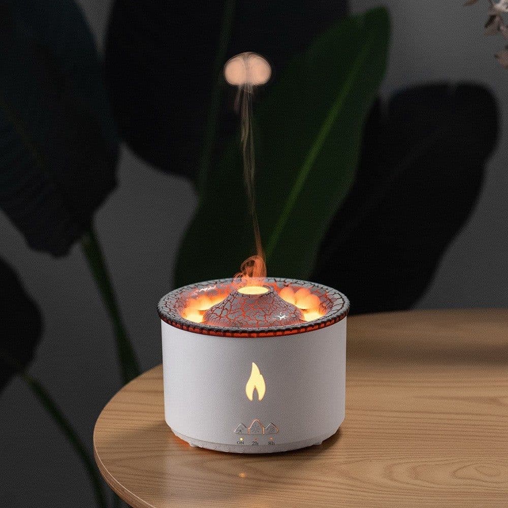image-New Creative Ultrasonic Essential Oil Humidifier Volcano Aromatherapy Machine Spray Jellyfish Air Flame Humidifier Diffuser
