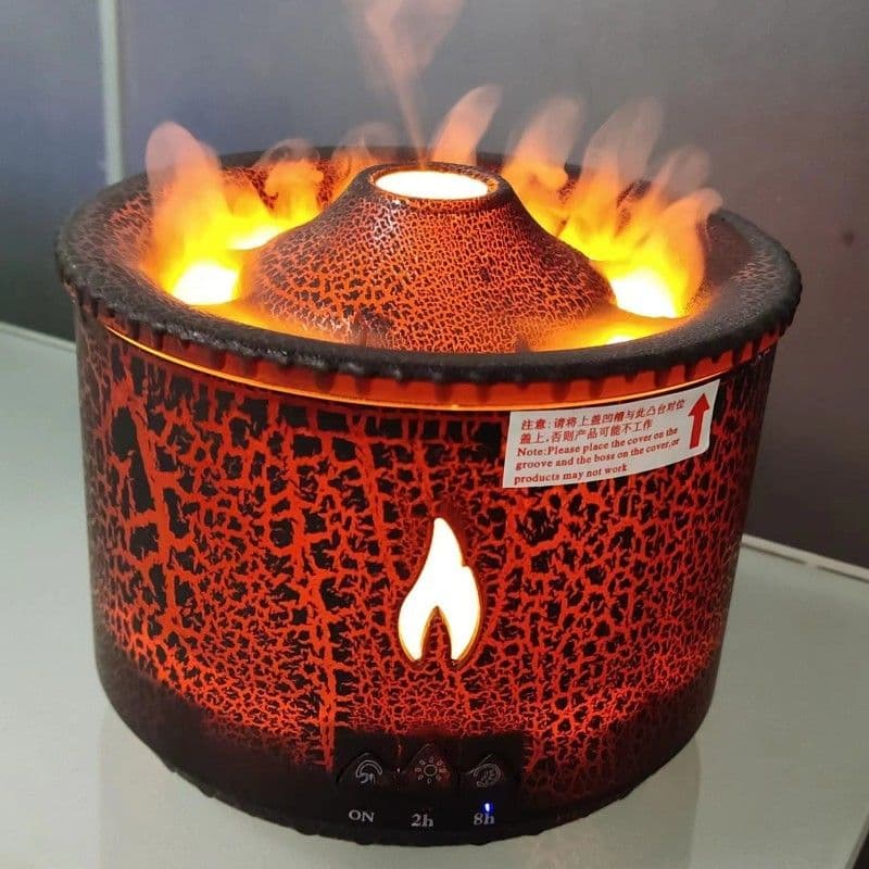image-New Creative Ultrasonic Essential Oil Humidifier Volcano Aromatherapy Machine Spray Jellyfish Air Flame Humidifier Diffuser