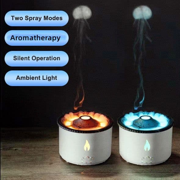 image-New Creative Ultrasonic Essential Oil Humidifier Volcano Aromatherapy Machine Spray Jellyfish Air Flame Humidifier Diffuser