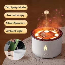 image-New Creative Ultrasonic Essential Oil Humidifier Volcano Aromatherapy Machine Spray Jellyfish Air Flame Humidifier Diffuser