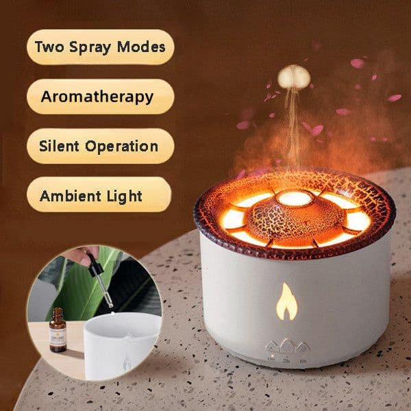 image-New Creative Ultrasonic Essential Oil Humidifier Volcano Aromatherapy Machine Spray Jellyfish Air Flame Humidifier Diffuser