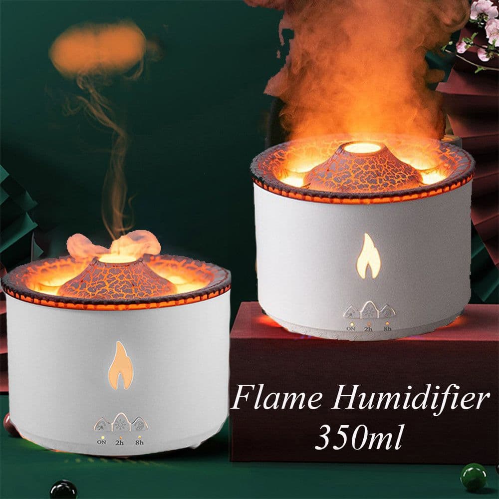 image-New Creative Ultrasonic Essential Oil Humidifier Volcano Aromatherapy Machine Spray Jellyfish Air Flame Humidifier Diffuser
