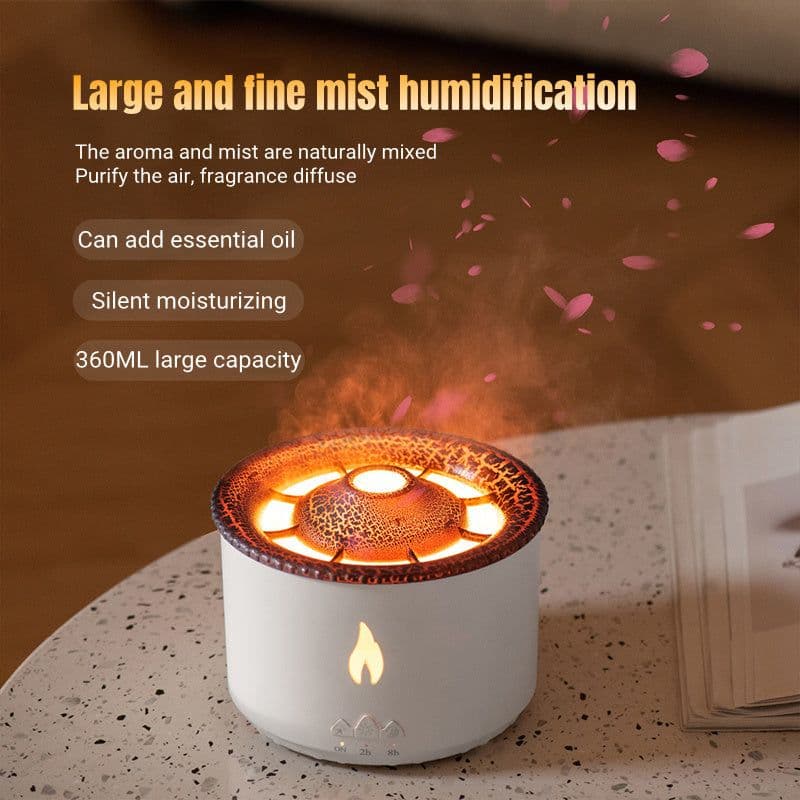 image-New Creative Ultrasonic Essential Oil Humidifier Volcano Aromatherapy Machine Spray Jellyfish Air Flame Humidifier Diffuser