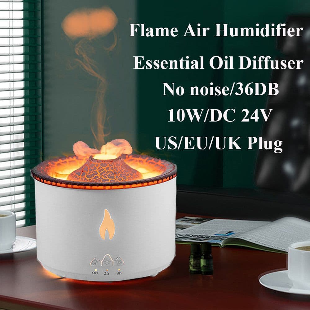 image-New Creative Ultrasonic Essential Oil Humidifier Volcano Aromatherapy Machine Spray Jellyfish Air Flame Humidifier Diffuser