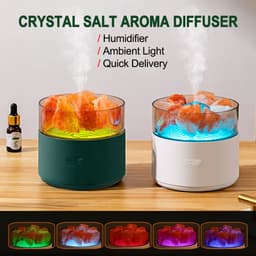 image-Cool-Mist Impeller Air Humidifier Crystal Salt Aroma Diffuser Incense Machine Fogger Essential Oil Lamp Difusor Ambient Light