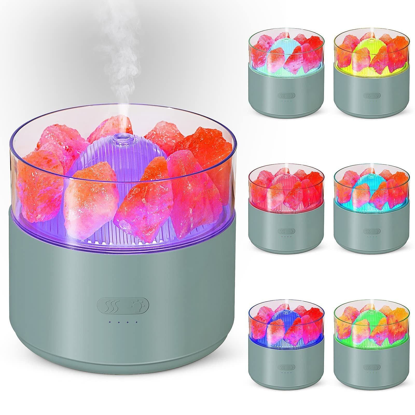 image-Cool-Mist Impeller Air Humidifier Crystal Salt Aroma Diffuser Incense Machine Fogger Essential Oil Lamp Difusor Ambient Light