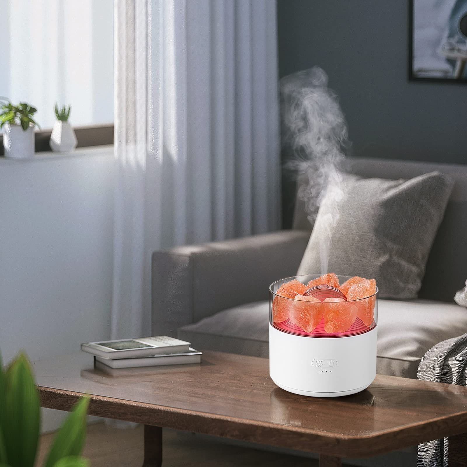 image-Cool-Mist Impeller Air Humidifier Crystal Salt Aroma Diffuser Incense Machine Fogger Essential Oil Lamp Difusor Ambient Light
