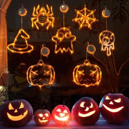 image-Halloween Window Hanging LED Lights Spider Pumpkin Hanging Ghost Horror Atmosphere Lights Holiday Party Decorative Lights Home Decor