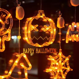 image-Halloween Window Hanging LED Lights Spider Pumpkin Hanging Ghost Horror Atmosphere Lights Holiday Party Decorative Lights Home Decor