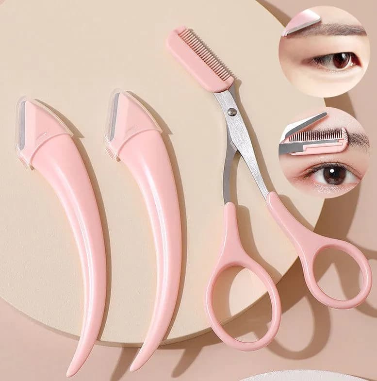image-Eyebrow Trimming Knife With Comb Curved Moon Small Beauty Supplies Gadgets