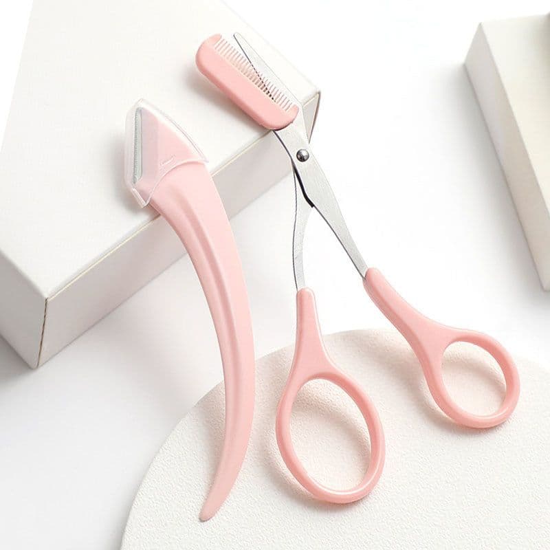 image-Eyebrow Trimming Knife With Comb Curved Moon Small Beauty Supplies Gadgets