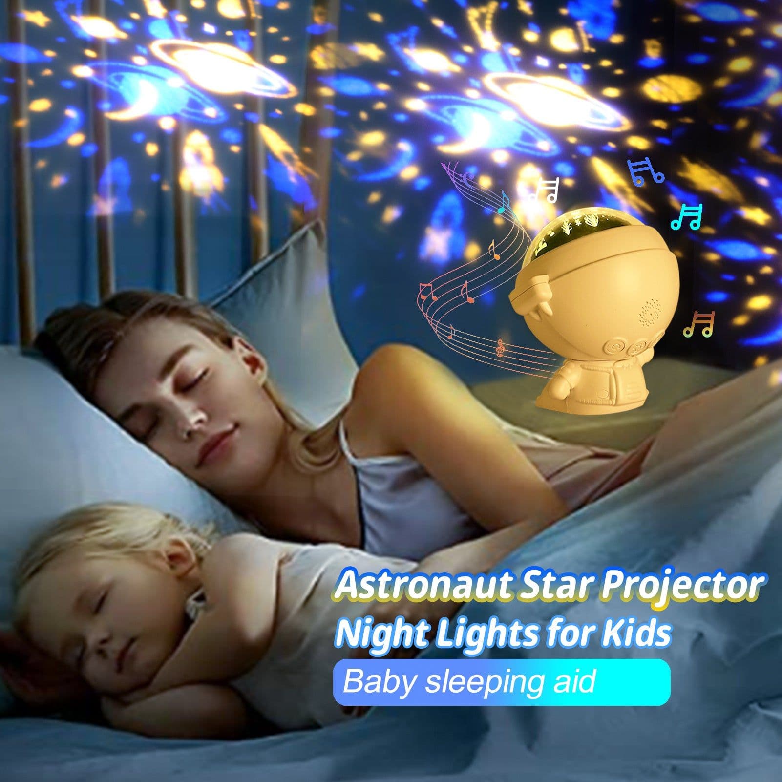 image-Galaxy Star Projector Starry Sky Night Light Astronaut Lamp Room Decr Gift Child Kids Baby Christmas Spaceman Projection