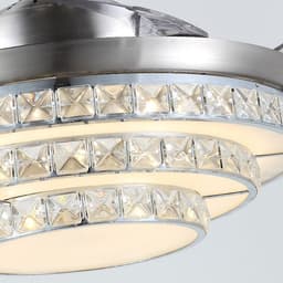 image-Simple Frequency Conversion Crystal Ceiling Fan Lamp