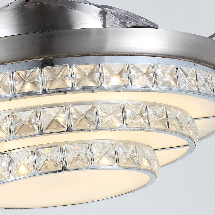 image-Simple Frequency Conversion Crystal Ceiling Fan Lamp