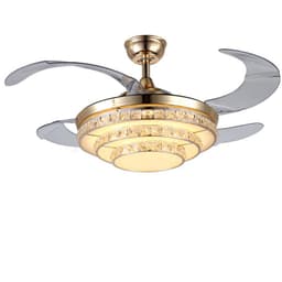 image-Simple Frequency Conversion Crystal Ceiling Fan Lamp