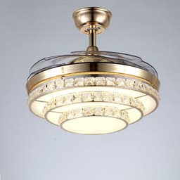 image-Simple Frequency Conversion Crystal Ceiling Fan Lamp