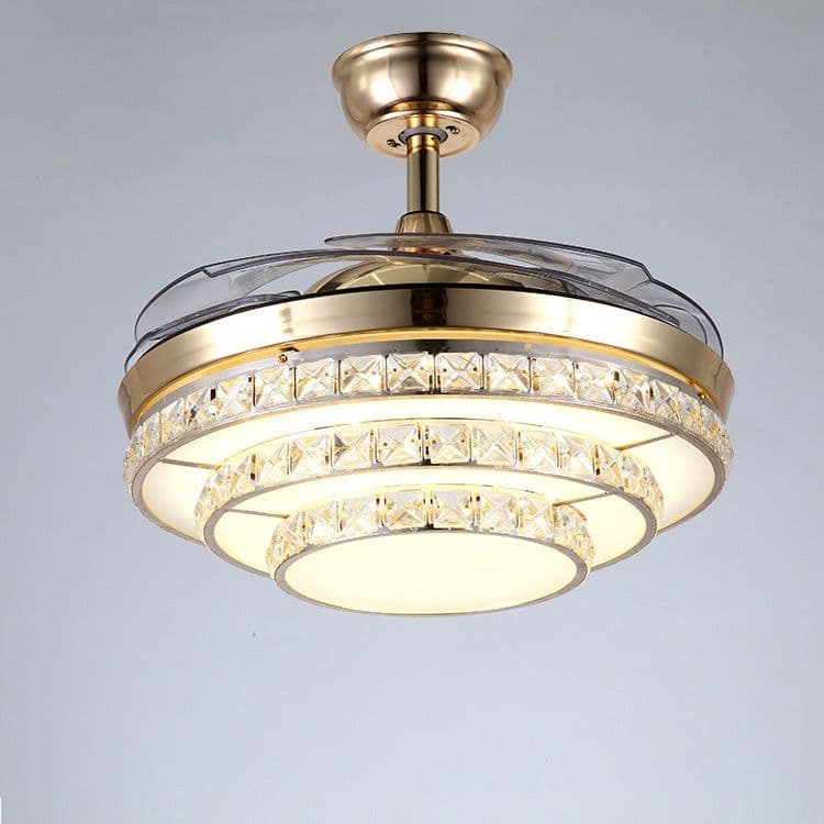 image-Simple Frequency Conversion Crystal Ceiling Fan Lamp