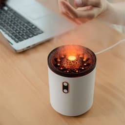 image-Volcanic Flame Aroma Essential Oil Diffuser USB Portable Jellyfish Air Humidifier Night Light Lamp Fragrance Humidifier