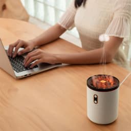 image-Volcanic Flame Aroma Essential Oil Diffuser USB Portable Jellyfish Air Humidifier Night Light Lamp Fragrance Humidifier