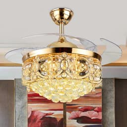 image-Crystal LED Ceiling Fan Light For Restaurant