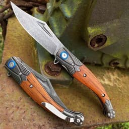 image-Small Folding Knife Damascus Steel Folding Outdoor Hunting Tactical Camping Survival Multifunction Tool