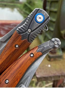 image-Small Folding Knife Damascus Steel Folding Outdoor Hunting Tactical Camping Survival Multifunction Tool