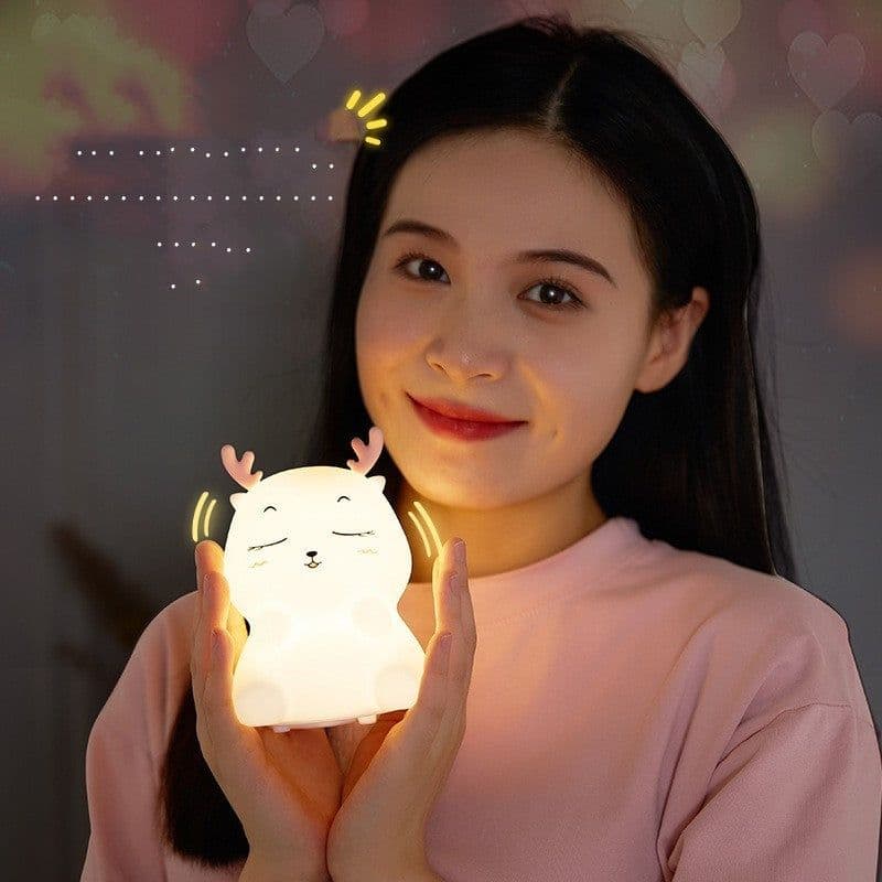 image-Deer Silicone Pat Lamp Nursing Seven-color Night Light