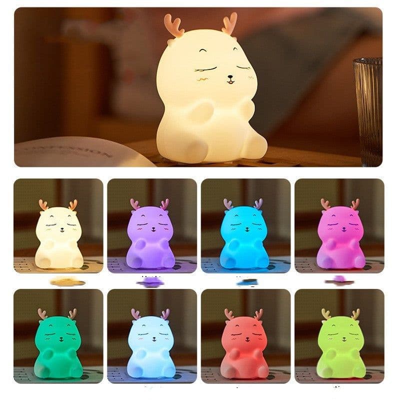 image-Deer Silicone Pat Lamp Nursing Seven-color Night Light