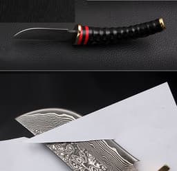 image-Handforged Damascus Hunting Knife Fixed Knife Antler Damascus Steel Straight Knife Outdoor Camping Tactical Knife