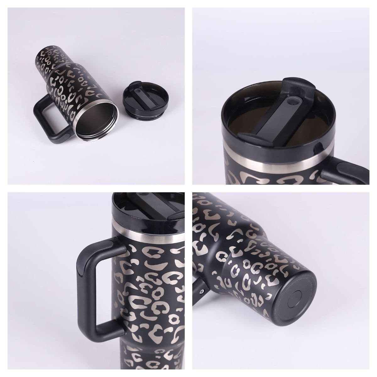 image-40 Oz Tumbler With Handle Straw Insulated, Stainless Steel Spill Proof Vacuum Coffee Cup Tumbler With Lid Tapered Mug Gifts For Valentine Lover Suitable For Car Gym Office Travel