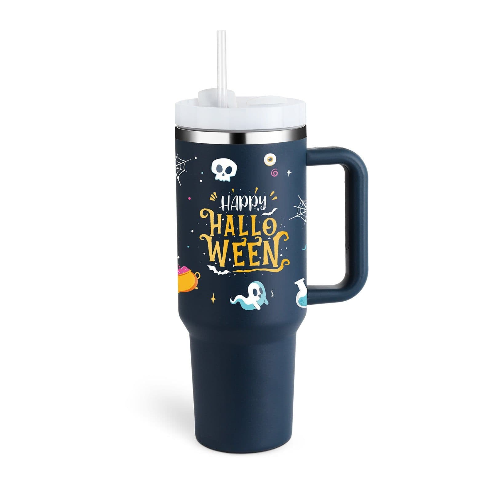 image-40 Oz Tumbler With Handle Straw Insulated, Stainless Steel Spill Proof Vacuum Coffee Cup Tumbler With Lid Tapered Mug Gifts For Valentine Lover Suitable For Car Gym Office Travel