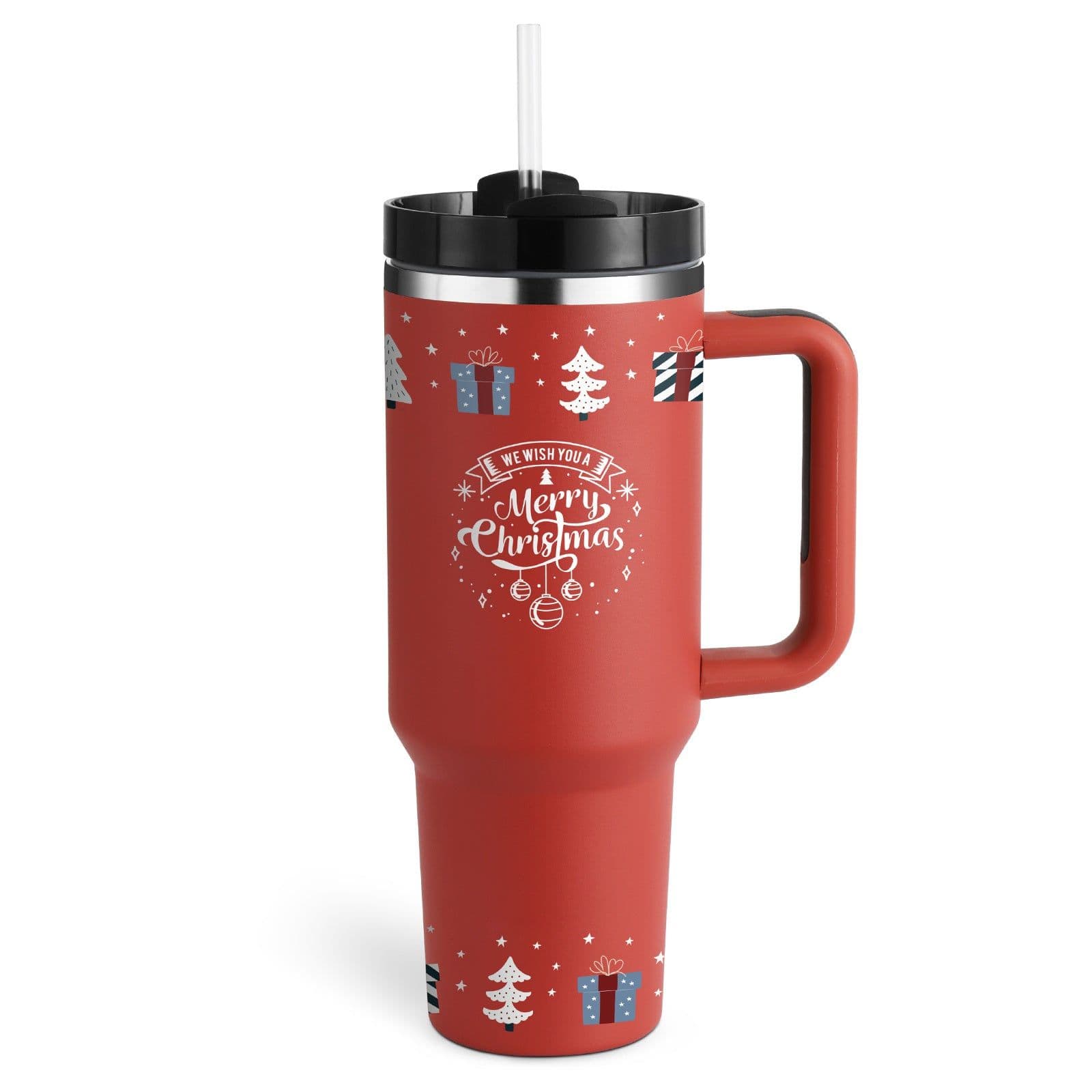 image-40 Oz Tumbler With Handle Straw Insulated, Stainless Steel Spill Proof Vacuum Coffee Cup Tumbler With Lid Tapered Mug Gifts For Valentine Lover Suitable For Car Gym Office Travel