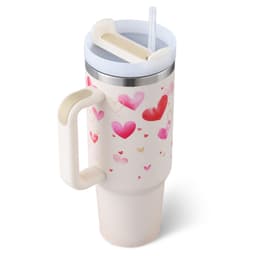 image-40 Oz Tumbler With Handle Straw Insulated, Stainless Steel Spill Proof Vacuum Coffee Cup Tumbler With Lid Tapered Mug Gifts For Valentine Lover Suitable For Car Gym Office Travel
