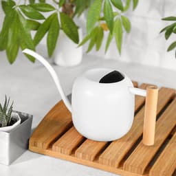 image-Stainless Steel Wood Handle Watering Pot Household Gardening Tools