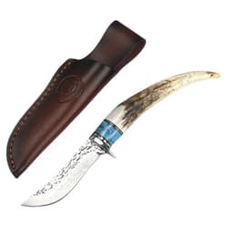 image-Outdoor Damascus Forged Hunting Knife With Non-slip Handle