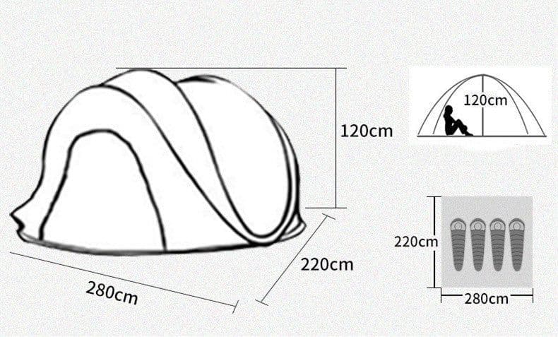 image-Outdoor Automatic Tent Quickly Opens And Throws Tent Supplies For 3-4 People Camping