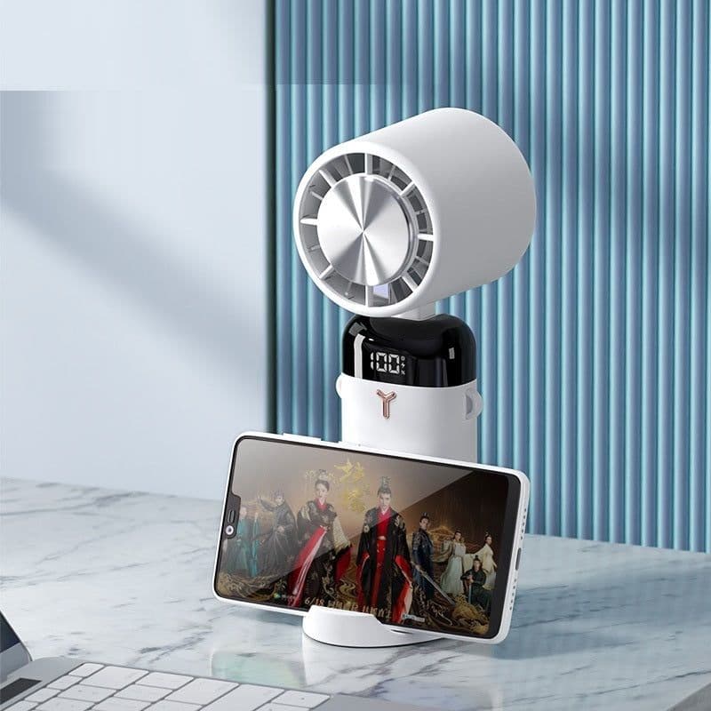 image-Digital Display Desktop Folding Mini New Type Leafless Cooling Handheld Fan