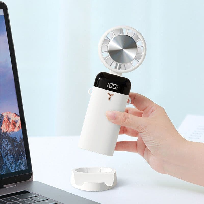 image-Digital Display Desktop Folding Mini New Type Leafless Cooling Handheld Fan