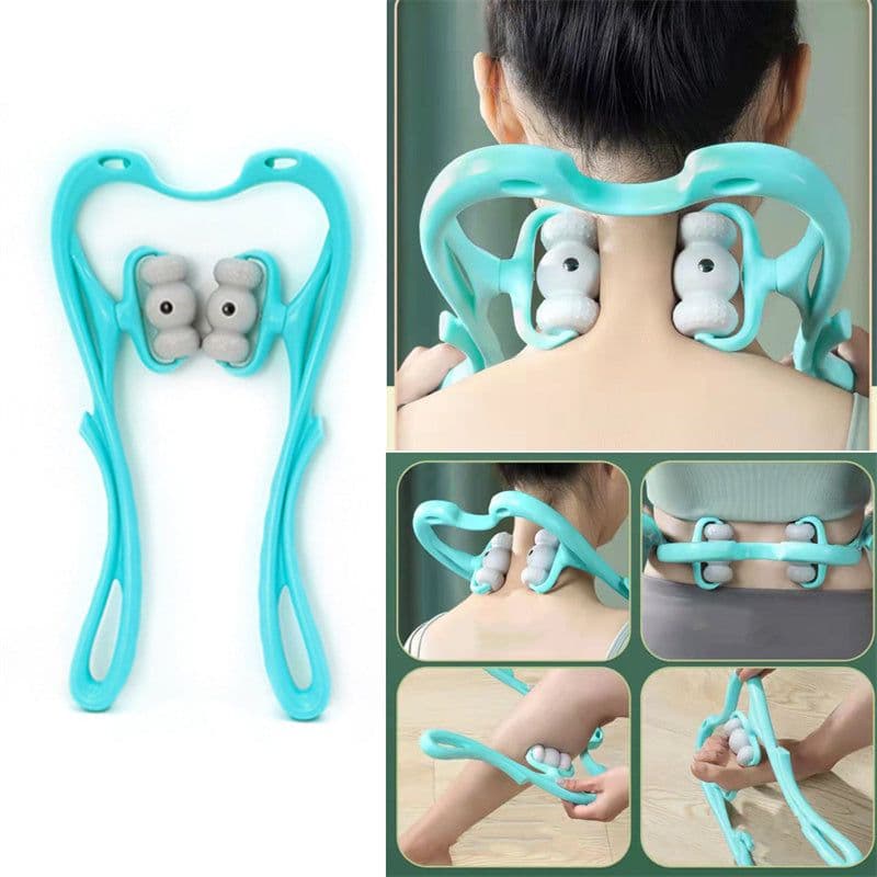 image-Neck Massager For Pain Relief Deep Tissue 360 Degree Neck Roller With 96 Pressure Point Neckbud Massage Roller For Neck Shoulder Waist Leg Foot Handheld Relaxer Tool