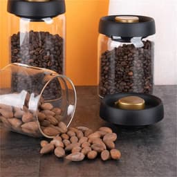 image-Vacuum Sealed Jug Set Black Coffee Beans Glass Airtight Canister Kitchen Food Grains Candy Keep Good Storage Jar Set Kitchen Gadgets